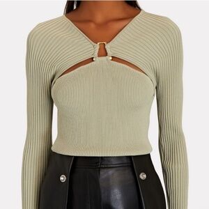 NWT Jonathan Simkhai Ribbed Knit Top with Metal Detail